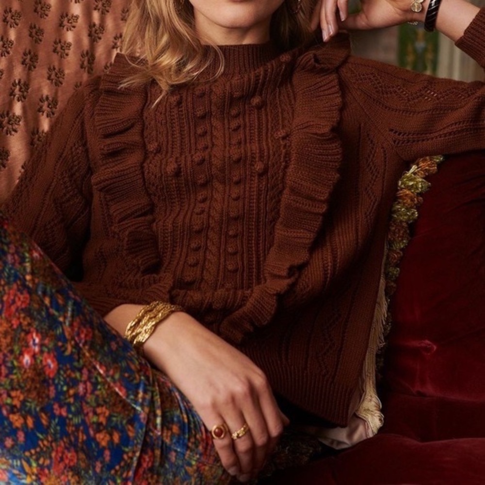 XS Sezanne x Manoush Brown Wool Sweater